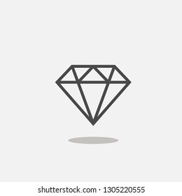 Diamante brillante con icono de línea de sombra