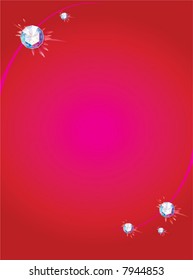 Shining diamonds on the red background.