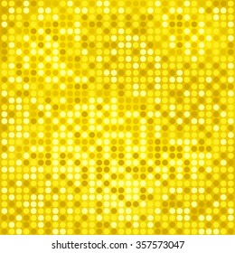 Shining disco mosaic background with light and dark yellow colors. Round pixels are easily editable.