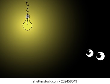 The shining electric bulb and two eyes
