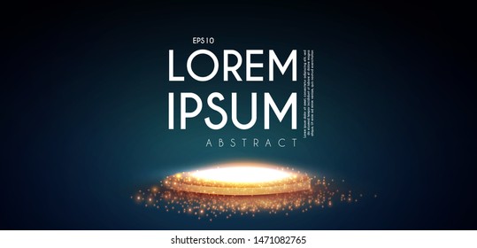 Shining emty podium with gold particles. Adverising elegant design template. Shinig stage,