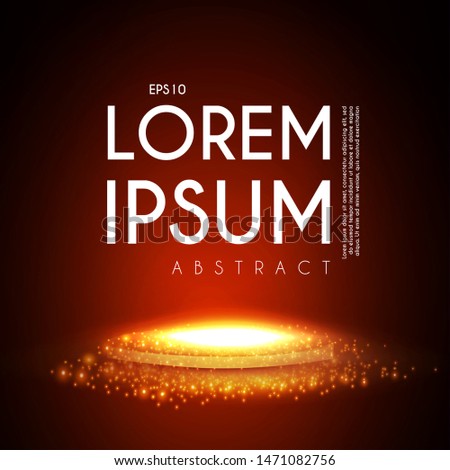 Shining emty podium with gold particles. Adverising elegant design template. Shinig stage,