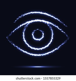 Shining eye icon. Vector illustration of eyeball.