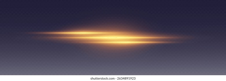 A shining flash of golden line of light. On a transparent background.