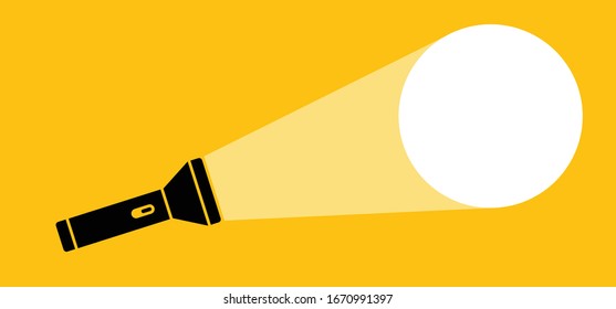 Shining flashlight. Comic electric lantern lamp idea doodle. FAQ, business loading concept. Fun vector light bulb ideas. Brilliant lightbulb education or invention pictogram banner. Lights sign