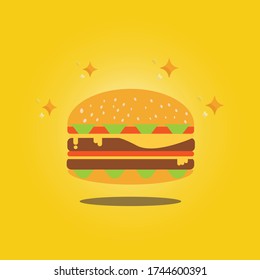 vector de gran hamburguesa brillante plana   