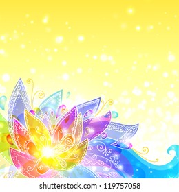 Shining flowers vector background brochure template