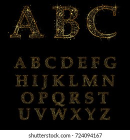 shining font with GOLD glittering sparkles