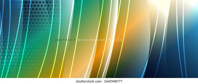 Shining glass abstract wave background. Dynamic motion line effect. Vector Illustration For Wallpaper, Banner, Background, Card, Book Illustration, landing page