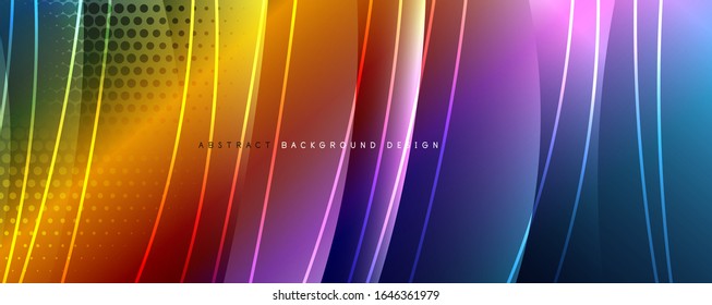 Shining glass abstract wave background. Dynamic motion line effect. Vector Illustration For Wallpaper, Banner, Background, Card, Book Illustration, landing page