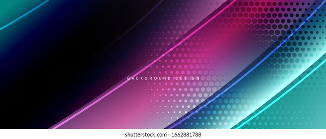 Shining glass abstract wave background. Dynamic motion line effect. Vector Illustration For Wallpaper, Banner, Background, Card, Book Illustration, landing page