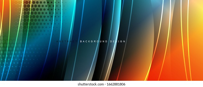 Abstrakter glänzender Wellenhintergrund. Dynamischer Bewegungszeileneffekt. Vektorillustration-Illustration für Bildschirmhintergrund, Banner, Hintergrund, Karte, Buchillustration, Landungsseite