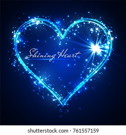 shining glitter vector blue heart.