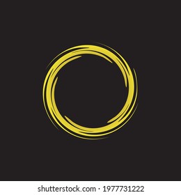 Shining glittering circle with gold sparkles and glowing lights on black background, portal or round frame, magic portal vector illustration