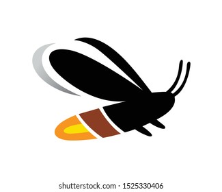 Shining and Glowing Firefly while Flying Illustration
