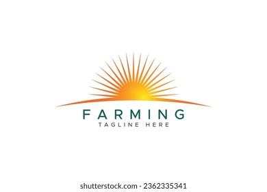Shining Gold Dawn Sun Farming Agricultural Business Product Label Logo