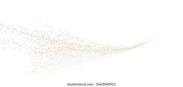 Brillante polvo de oro. Pequeñas partículas de polvo brillantes caen caóticamente sobre un fondo transparente. Navidades de fondo. Efecto de dispersión de polvo. Vector 10 EPS
