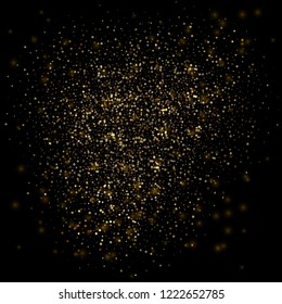 Shining gold explosion on black background, vector