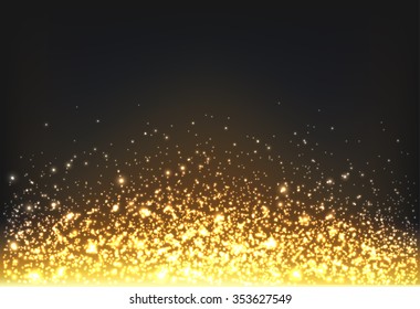 Shining Gold Explosion On Black Background, Vector