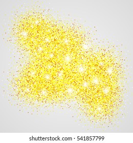 Shining gold glittering background on gray background. Star dust for the christmas background, cards and invitation. Can be used for Valentine's eve party. Vector illustration EPS 10