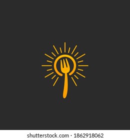 Shining gold golden premium luxury fork logo icon symbol graphic vector template