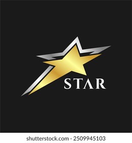 Shining gold and silver color award stars