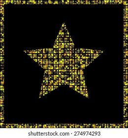 shining gold star of a mosaic on a black background