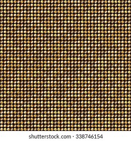 Shining Golden Dots Disco Mosaic Background. Vector