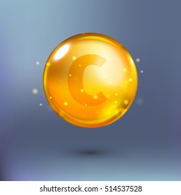 Shining golden essence circle droplet. Vector illustration