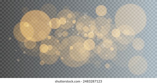 Shining golden glitter. Background with glitter lighting.Colored yellow circles.On a transparent background.Vector.