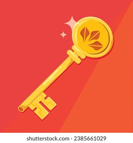Shining Golden Key 2D Vector