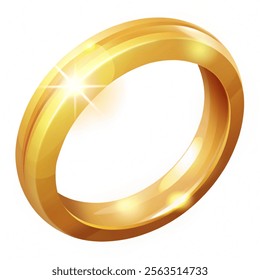 Shining Golden Ring. Symbolic Jewelry. Illustration vector isolated with white background.