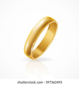 Shining Golden Ring. Symbolic Jewelry. Vector illustration