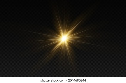 Shining golden star. Effect explosion of light. Graphic concept for your design.