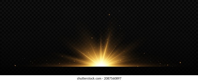 Shining golden star. Gold glowing light explodes. Light Effect Bright Star, Christmas Star.