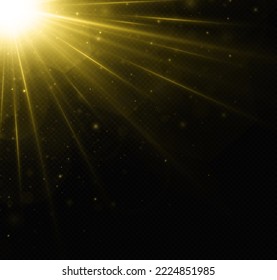 Shining golden star isolated on transparent background. The star burst with brilliance. Glow effect.