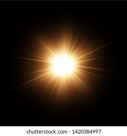 Shining golden stars isolated on black background. Effects, glare, lines, sun shine, explosion, golden light. Vector illustration. Set.
 - Shutterstock ID 1420384997