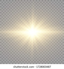 Shining golden stars isolated on black background. Effects, glare, lines, glitter, explosion, golden light. Vector illustration