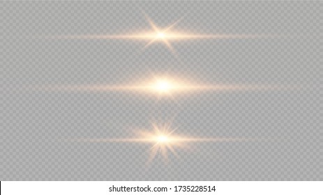 Shining golden stars isolated on black background. Effects, glare, lines, glitter, explosion, golden light. Vector illustration