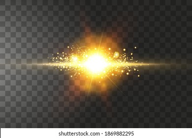 Shining golden stars isolated on black background. Vector illustration.