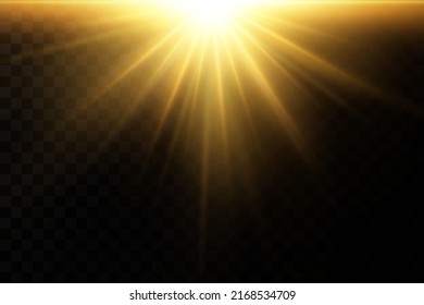 Shining golden stars. Light effects, glare, glitter, explosion, golden light. Vector illustration.