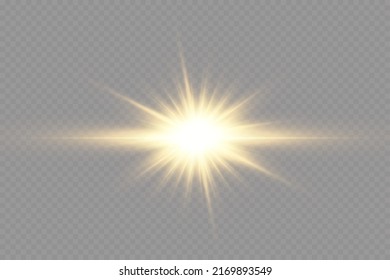 Shining golden stars. Light effects, glare, glitter, explosion, golden light. Vector illustration.