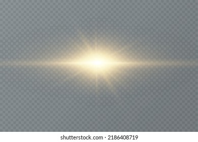 Shining golden stars. Light effects, glare, glitter, explosion, golden light. Vector illustration.