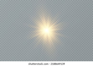 Shining golden stars. Light effects, glare, glitter, explosion, golden light. Vector illustration.