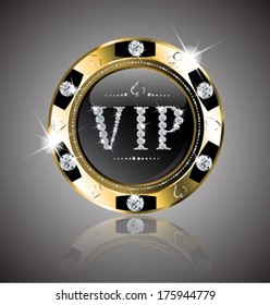 shining golden vip with diamonds