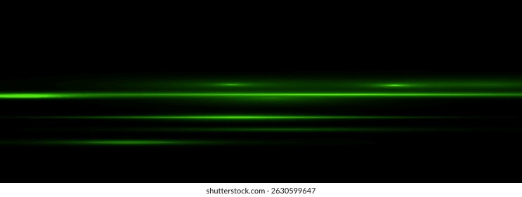 Shining green Neon Lines with Light green Glow. Abstract Motion Streaks, Sunshine Beam, Starburst Effect and Isolated Light Flare on Transparent Background for Modern Futuristic 