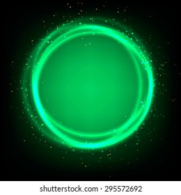 The shining green rings represented against a dark background.