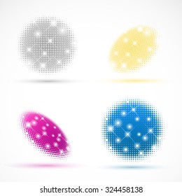 Shining Halftone web elements pack. Template for your design or web works.