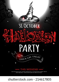 Shining halloween typographical background. Vector illustration.