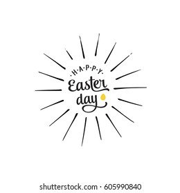 Shining Happy Easter Day Lettering and Egg